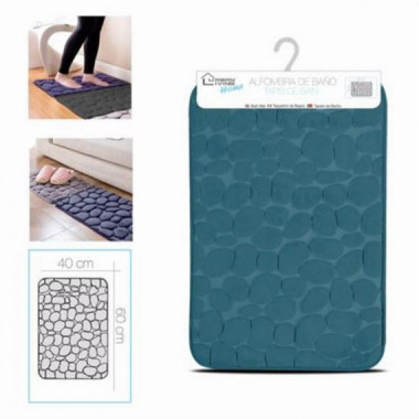 Alfombra de Ba&ntilde;o Urban Living con Dise&ntilde;o Piedra, Azul (40x60 cm)