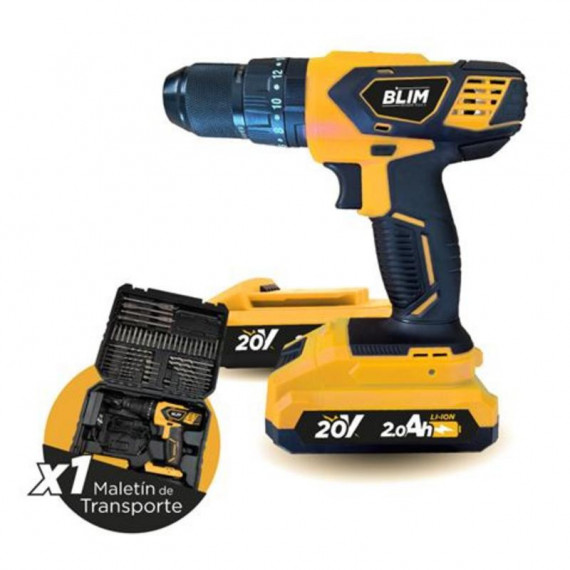 Taladro Percutor Blim Power Tools 20V con 2 Baterías y 50 Accesorios