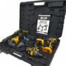 Pack Blim Power Tools 20V: Taladro, Llave de Impacto y Amoladora Angular Sin Escobillas (2 Baterías 4Ah)