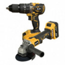 Pack Taladro Percutor 20V y Amoladora Angular sin Escobillas Blim, con 2 Baterías de 4Ah y Maletín de Aluminio