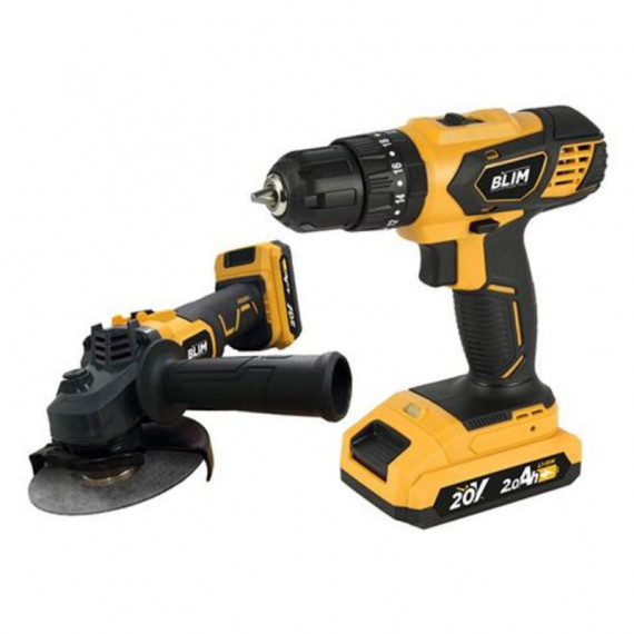 Pack Blim Power Tools BL0492: Taladro Percutor y Radial 20V (115/125mm) con Baterías