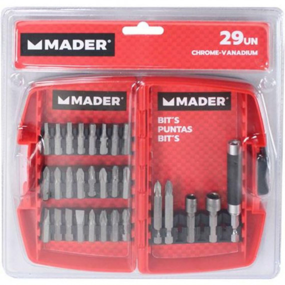 Juego de Vasos y Puntas Mader 29 Piezas Cromo Vanadio