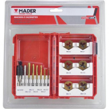 Juego de Machos y Cojinetes Mader de 13 Piezas