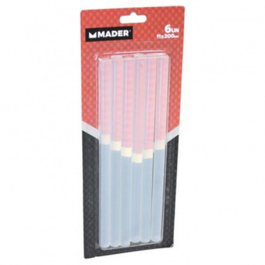6 Barras de Pegamento de Silicona Transparente 11x200mm Mader