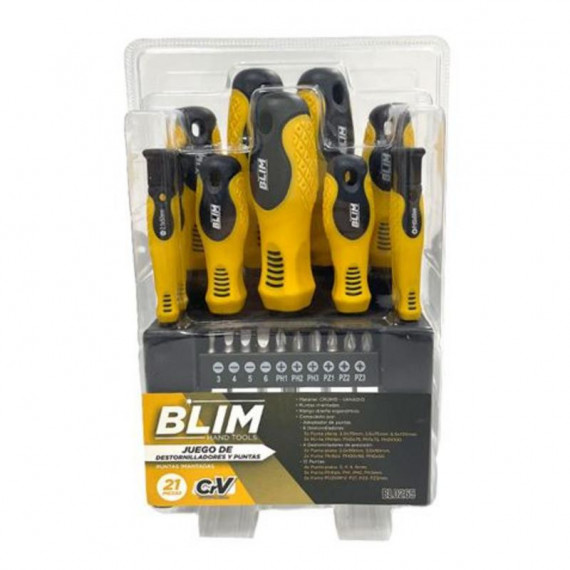 Juego de 21 Destornilladores y Puntas Blim Power Tools Cromo-Vanadio con Mango Ergonómico