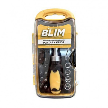 Juego de 30 Piezas de Destornilladores, Puntas y Vasos Blim