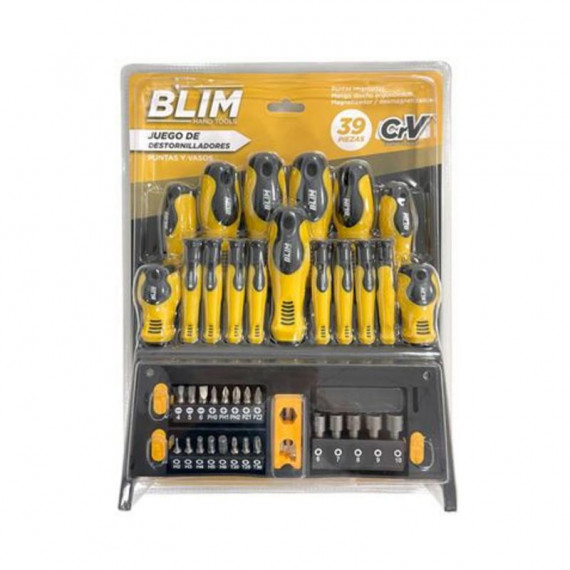 Juego de 39 Piezas de Destornilladores, Puntas y Vasos Blim Power Tools