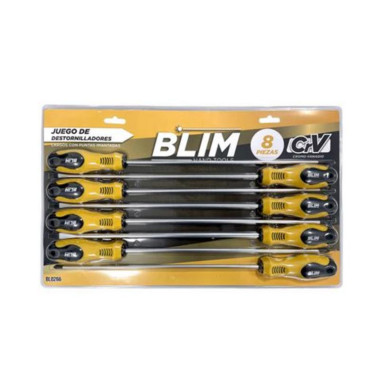 Juego de 8 Destornilladores Largos Blim Power Tools Cromo Vanadio