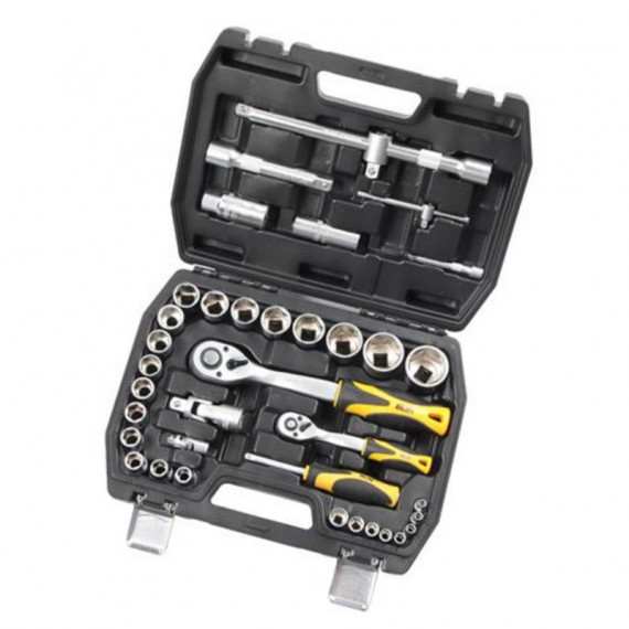 Maletín de Herramientas Blim de 37 Piezas con Vasos Cromo Vanadio 1/2" y 1/4"