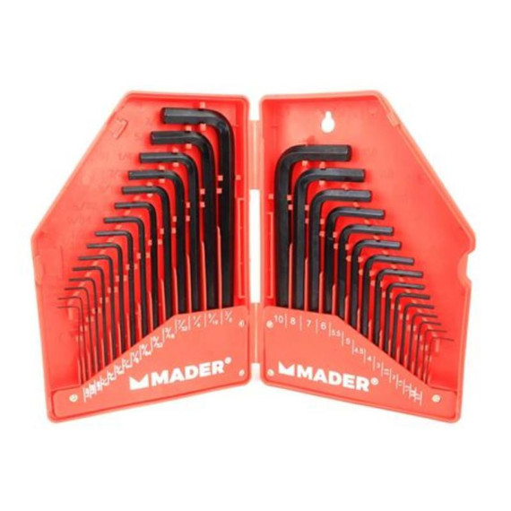 Juego de 30 Llaves Allen Hexagonales Mader con Estuche Plegable
