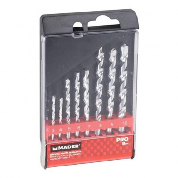 Juego de 8 Brocas Mader con Punta de Diamante para Hormigón y Mampostería