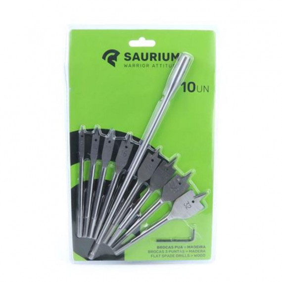 Juego de Brocas Saurium de 3 Puntas para Madera (10 Unidades)