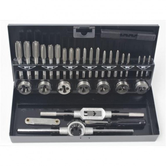 Juego de Machos y Cojinetes Mader de 32 Piezas con Caja Metálica