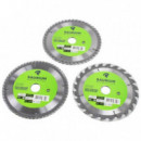 Pack de 3 Discos de Corte de Madera Saurium 185mm para Sierra Circular