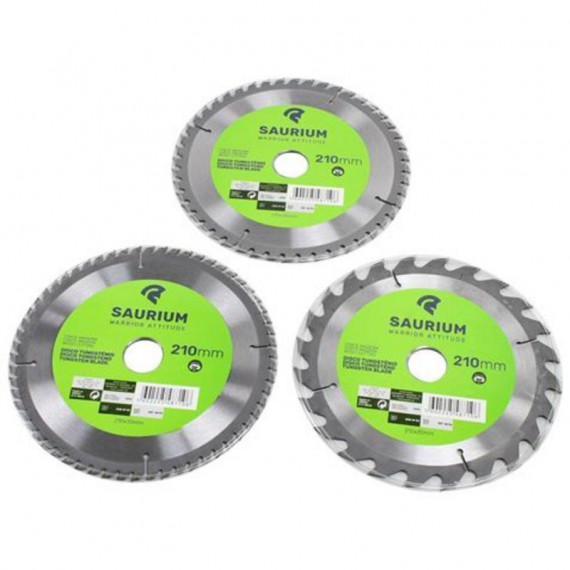 Pack de 3 Discos de Corte de Madera Saurium para Sierras de 210mm
