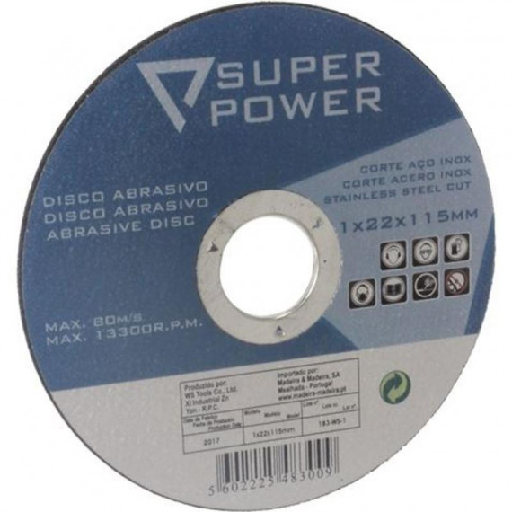 Disco Abrasivo Inox de Corte Super Power 115 mm