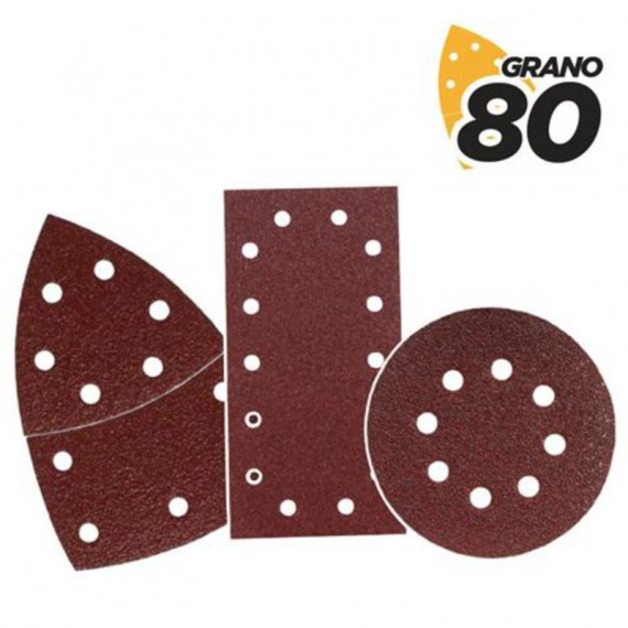 Set de 9 Lijas con Velcro Grano 80 para Lijadora Blim Power Tools BL0151
