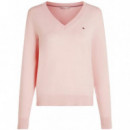 TOMMY HILFIGER - CO JERSEY STITCH V-NK SWEATER - TPG - F|WW0WW40098/TPG