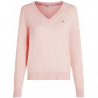 TOMMY HILFIGER - Co Jersey Stitch V-nk Sweater - Tpg - F|WW0WW40098/TPG