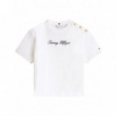 TOMMY HILFIGER - GOLD BTN SCRIPT MDRN SS TEE - YBL - F|WW0WW47819/YBL