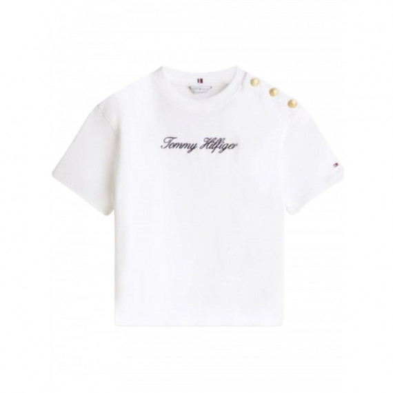 TOMMY HILFIGER - GOLD BTN SCRIPT MDRN SS TEE - YBL - F|WW0WW47819/YBL
