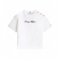 TOMMY HILFIGER - GOLD BTN SCRIPT MDRN SS TEE - YBL - F|WW0WW47819/YBL