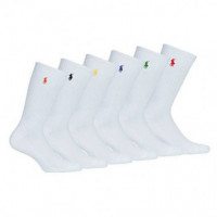 6PK Cr PP-CREW-6 Pack White  RALPH LAUREN