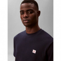 SS WAFFLE WOVEN LABEL CREWNK TEE DARK SA