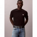 SS WAFFLE WOVEN LABEL CREWNK TEE DARK SA