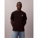 SS WAFFLE WOVEN LABEL CREWNK TEE BLACK