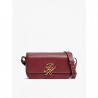 TH SCRIPT FLAP CROSSOVER VELVET MAROON