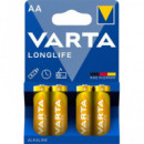 VARTA Pack 4 Pilas Alcalinas AA Longlife