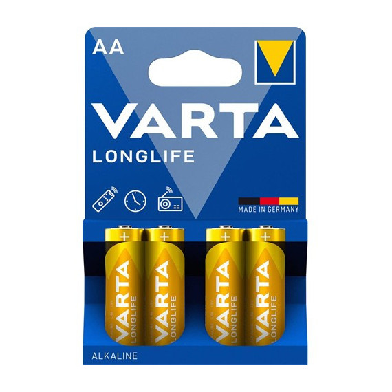 VARTA Pack 4 Pilas Alcalinas AA Longlife