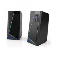 NEDIS Altavoces Gaming Con Luces De Colores 18W Cable Jack 3.5mm 2.0 Estereo GSPR31020BK