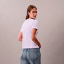 Camiseta Slim con Imagen de Logo Dividido  CALVIN KLEIN