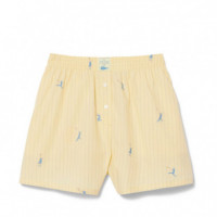 Pantalón Corto Tipo Bóxer de Jacquard de Popelín de Algodón  LACOSTE