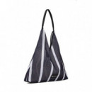 Bolso tote de malla a rayas