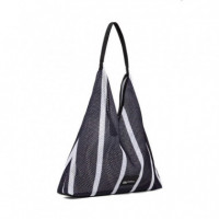 Bolso tote de malla a rayas
