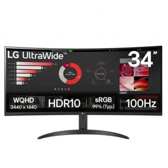 LG Monitor Profesional Ultrapanoramico CURVO34WR50QK-B 34 Wqhd Negro HDMI / 5MS