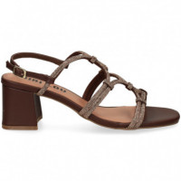Sandalia Tiras Unidas Strass+marron  BIBI LOU