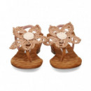 ESCLAVA FLOR GANCHILLO ANTE CUERO