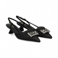 sin Talon Aplique Rafia Negro  LODI