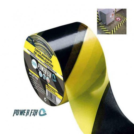 Cinta Adhesiva de Señalización EDM Amarillo-negra 30M X 50MM PVC
