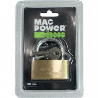 Candado de Latón Mac Power de 50mm con Doble Cierre de Seguridad
