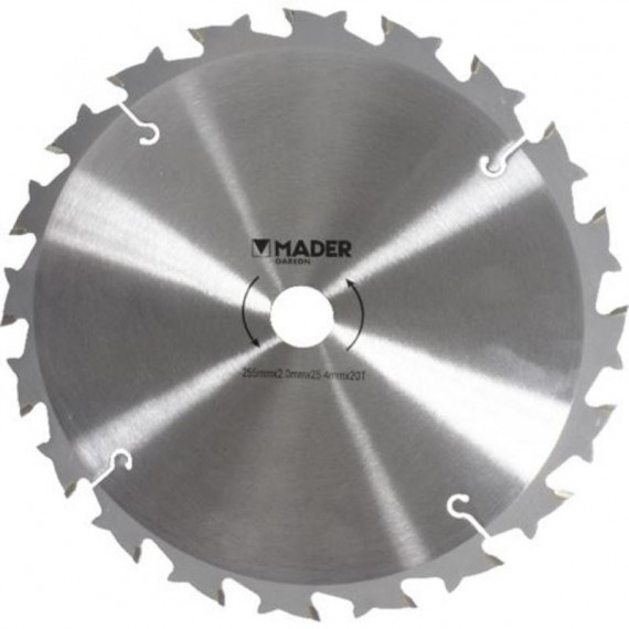 Disco para Desbrozadora MADER de Widia/tungsteno, 20 Dientes Dobles, 255MM