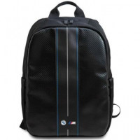 BMW Mochila Ordenador Portatil 15" Negra Carbon con Raya Azul Blanca