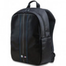 BMW Mochila Ordenador Portatil 15" Negra Carbon con Raya Azul Blanca