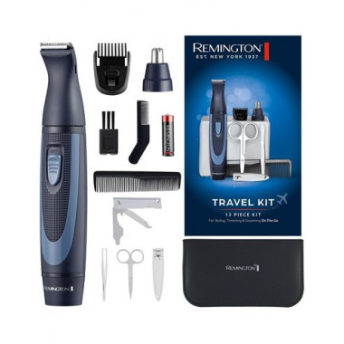 REMINGTON Recortadora de Barba + Corta Pelo Nariz, Oido NE3890 Kit de Viaje 13 Accesorios