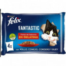 FELIX Gato Adulto Fantastic Festin de Carne 4X85 Gr