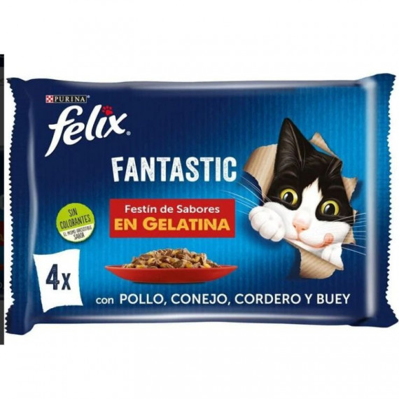 FELIX Gato Adulto Fantastic Festin de Carne 4X85 Gr